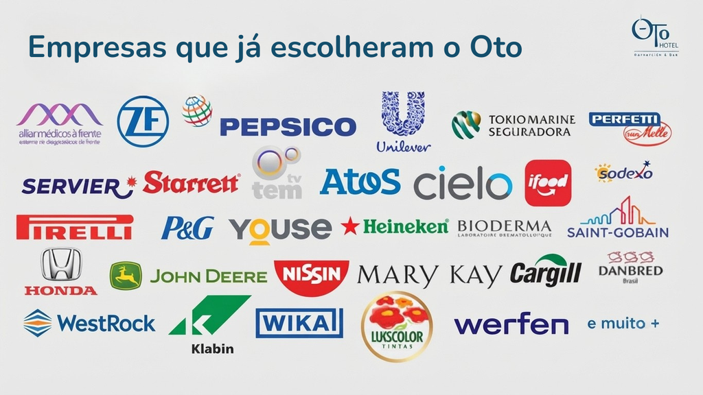 Empresas que já realizaram eventos corporativos no Oto Hotel em Itu